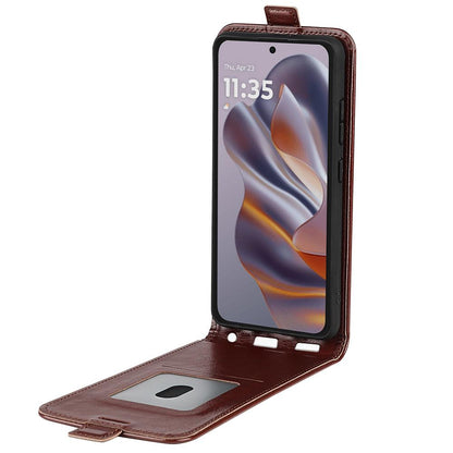 Motorola Edge 50 Neo 5G Texture Vertical Flip Leather Wallet Case with Card Slot, PU TPU Shockproof Protective Cover, Anti-Drop Magnetic Folio Phone Case