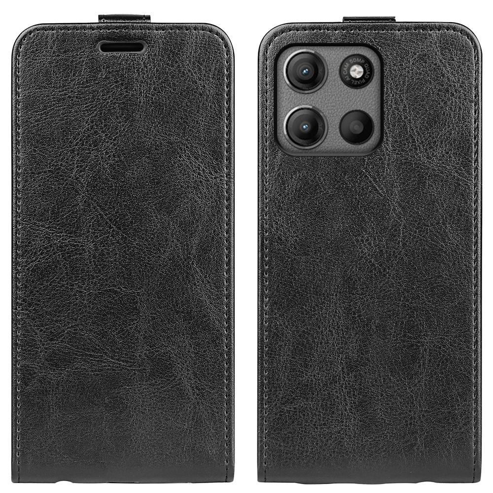 Motorola Moto G15 Texture Vertical Flip Leather Wallet Case with Card Slot, PU TPU Shockproof Protective Cover, Anti-Drop Magnetic Folio Phone Case