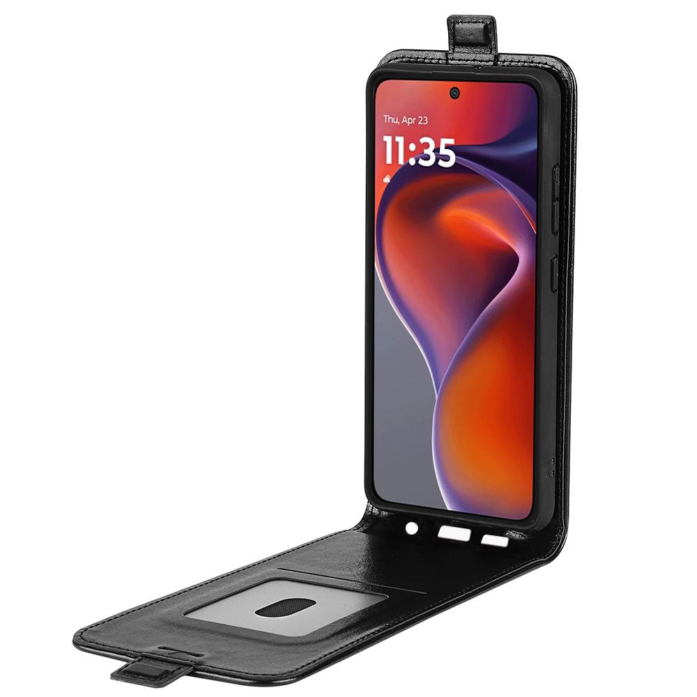 Motorola Moto G15 Texture Vertical Flip Leather Wallet Case with Card Slot, PU TPU Shockproof Protective Cover, Anti-Drop Magnetic Folio Phone Case