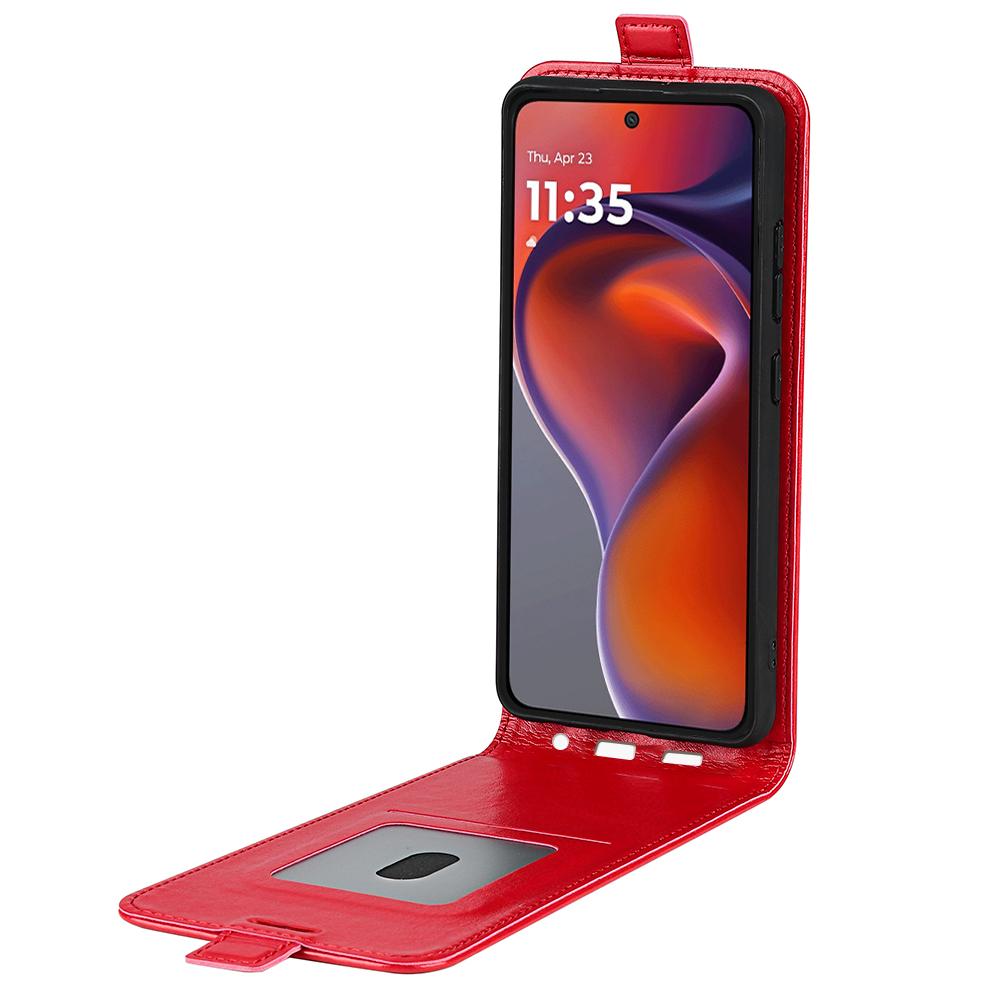 Motorola Moto G15 Texture Vertical Flip Leather Wallet Case with Card Slot, PU TPU Shockproof Protective Cover, Anti-Drop Magnetic Folio Phone Case