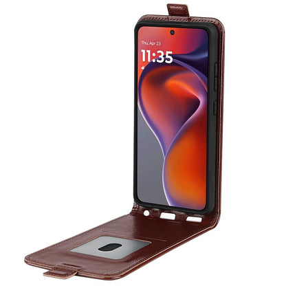 Motorola Moto G15 Texture Vertical Flip Leather Wallet Case with Card Slot, PU TPU Shockproof Protective Cover, Anti-Drop Magnetic Folio Phone Case