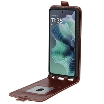 Motorola Moto G35 Texture Vertical Flip Leather Wallet Case with Card Slot, PU TPU Shockproof Protective Cover, Anti-Drop Magnetic Folio Phone Case