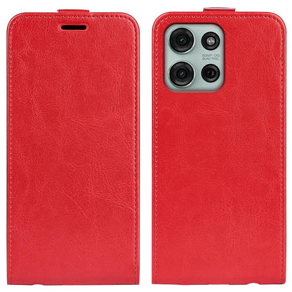Motorola Moto G75 Texture Vertical Flip Leather Wallet Case with Card Slot, PU TPU Shockproof Protective Cover, Anti-Drop Magnetic Folio Phone Case