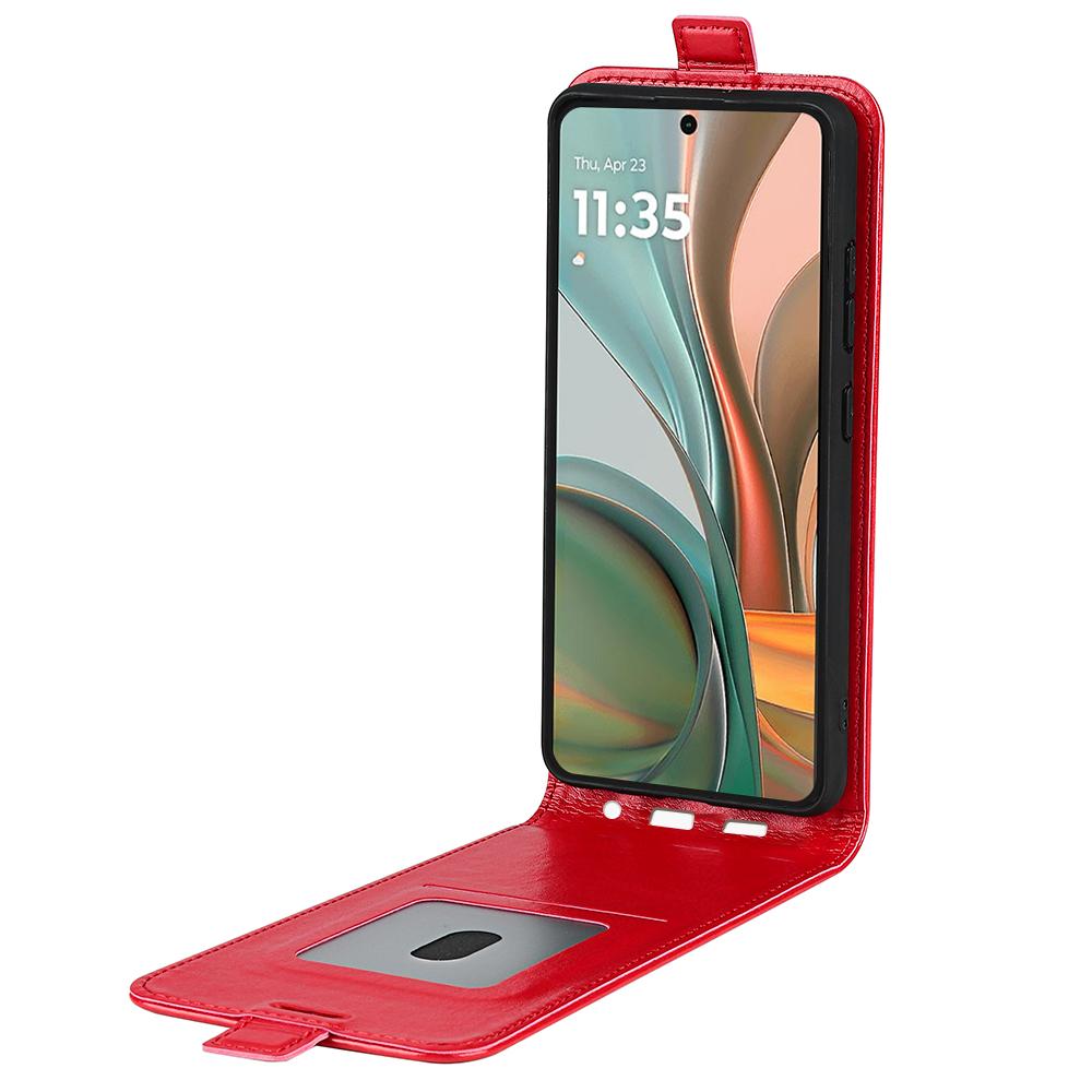 Motorola Moto G75 Texture Vertical Flip Leather Wallet Case with Card Slot, PU TPU Shockproof Protective Cover, Anti-Drop Magnetic Folio Phone Case