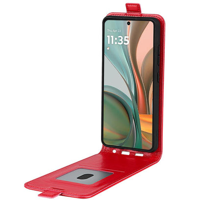 Motorola Moto G75 Texture Vertical Flip Leather Wallet Case with Card Slot, PU TPU Shockproof Protective Cover, Anti-Drop Magnetic Folio Phone Case