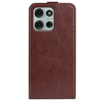 Motorola Moto G75 Texture Vertical Flip Leather Wallet Case with Card Slot, PU TPU Shockproof Protective Cover, Anti-Drop Magnetic Folio Phone Case