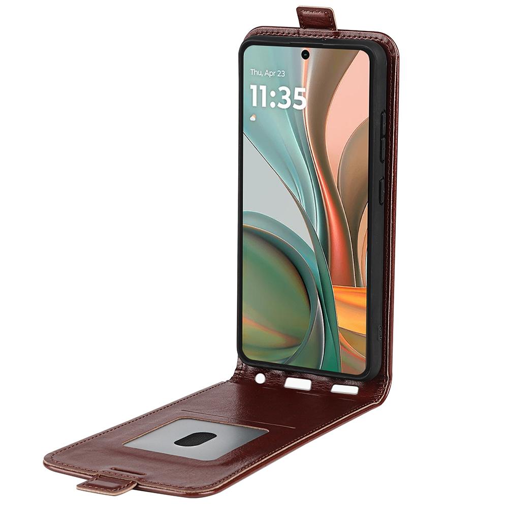 Motorola Moto G75 Texture Vertical Flip Leather Wallet Case with Card Slot, PU TPU Shockproof Protective Cover, Anti-Drop Magnetic Folio Phone Case