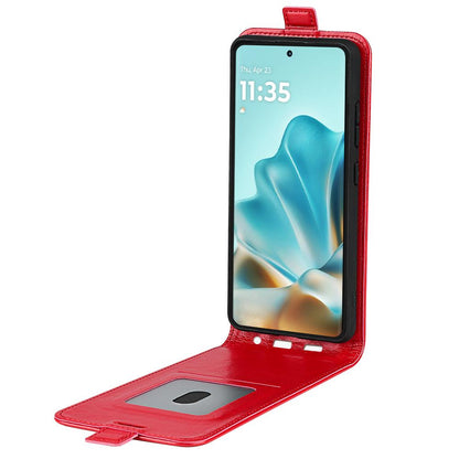 Motorola Moto Edge 60 Fusion Texture Vertical Flip Leather Wallet Case with Card Slot, PU TPU Shockproof Protective Cover, Anti-Drop Magnetic Folio Phone Case