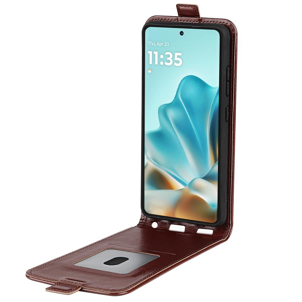 Motorola Moto Edge 60 Fusion Texture Vertical Flip Leather Wallet Case with Card Slot, PU TPU Shockproof Protective Cover, Anti-Drop Magnetic Folio Phone Case