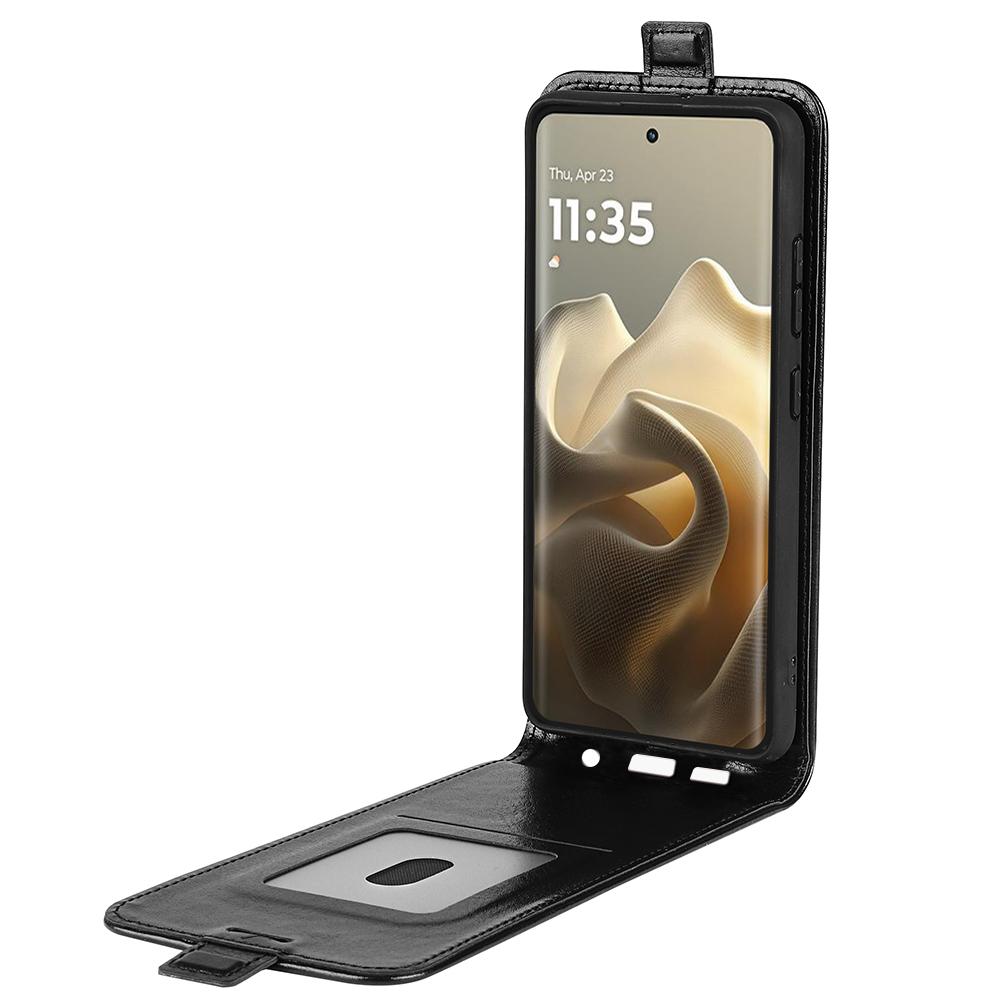Motorola Edge 60 Pro Texture Vertical Flip Leather Wallet Case with Card Slot, PU TPU Shockproof Protective Cover, Anti-Drop Magnetic Folio Phone Case