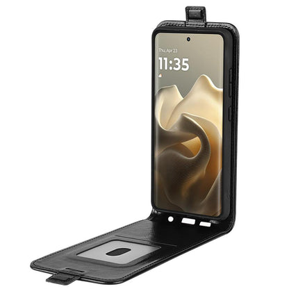 Motorola Edge 60 Pro Texture Vertical Flip Leather Wallet Case with Card Slot, PU TPU Shockproof Protective Cover, Anti-Drop Magnetic Folio Phone Case