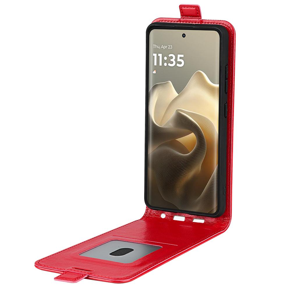 Motorola Edge 60 Pro Texture Vertical Flip Leather Wallet Case with Card Slot, PU TPU Shockproof Protective Cover, Anti-Drop Magnetic Folio Phone Case