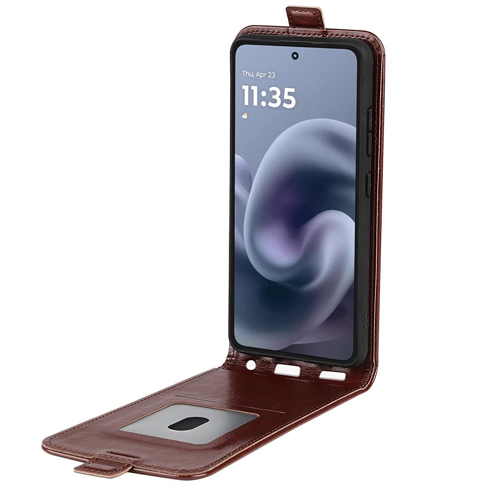 Motorola Moto G86 5G Texture Vertical Flip Leather Wallet Case with Card Slot, PU TPU Shockproof Protective Cover, Anti-Drop Magnetic Folio Phone Case