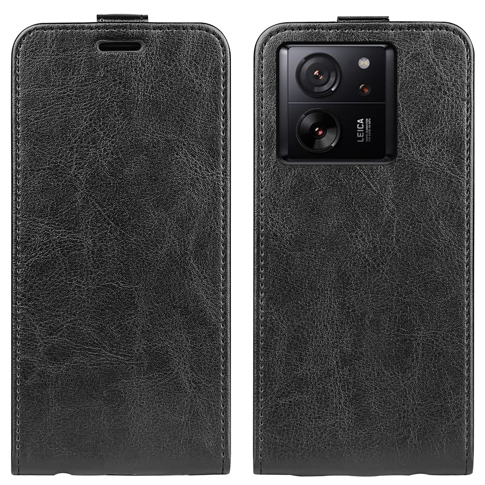 Xiaomi 13T Texture Vertical Flip Leather Wallet Case with Card Slot, PU TPU Shockproof Protective Cover, Anti-Drop Magnetic Folio Phone Case