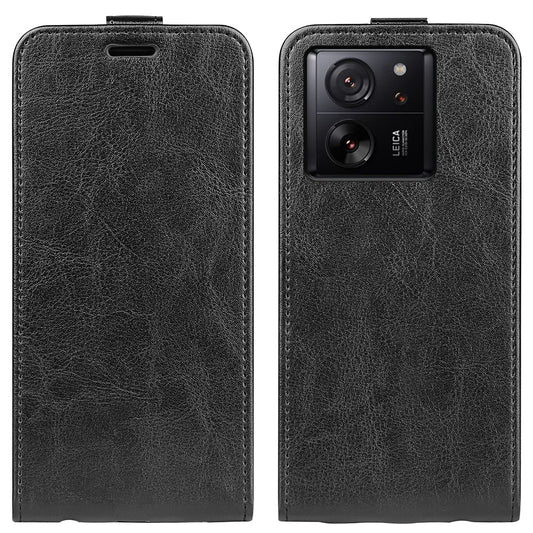 Xiaomi 13T Texture Vertical Flip Leather Wallet Case with Card Slot, PU TPU Shockproof Protective Cover, Anti-Drop Magnetic Folio Phone Case