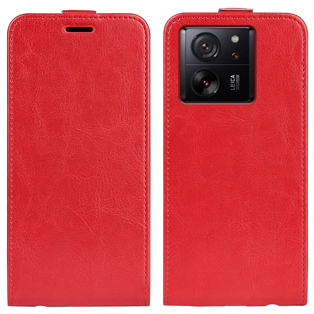 Xiaomi 13T Texture Vertical Flip Leather Wallet Case with Card Slot, PU TPU Shockproof Protective Cover, Anti-Drop Magnetic Folio Phone Case