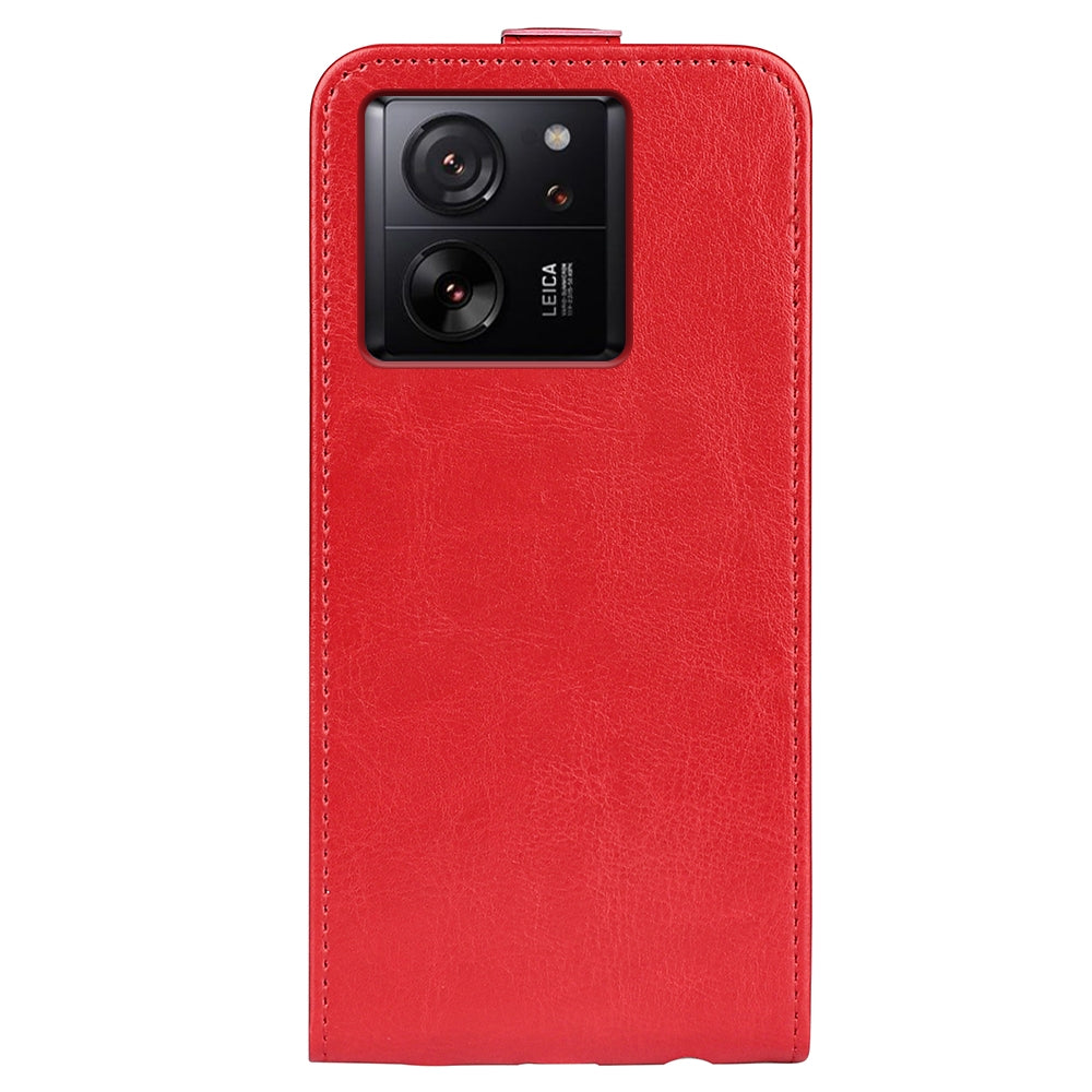 Xiaomi 13T Texture Vertical Flip Leather Wallet Case with Card Slot, PU TPU Shockproof Protective Cover, Anti-Drop Magnetic Folio Phone Case