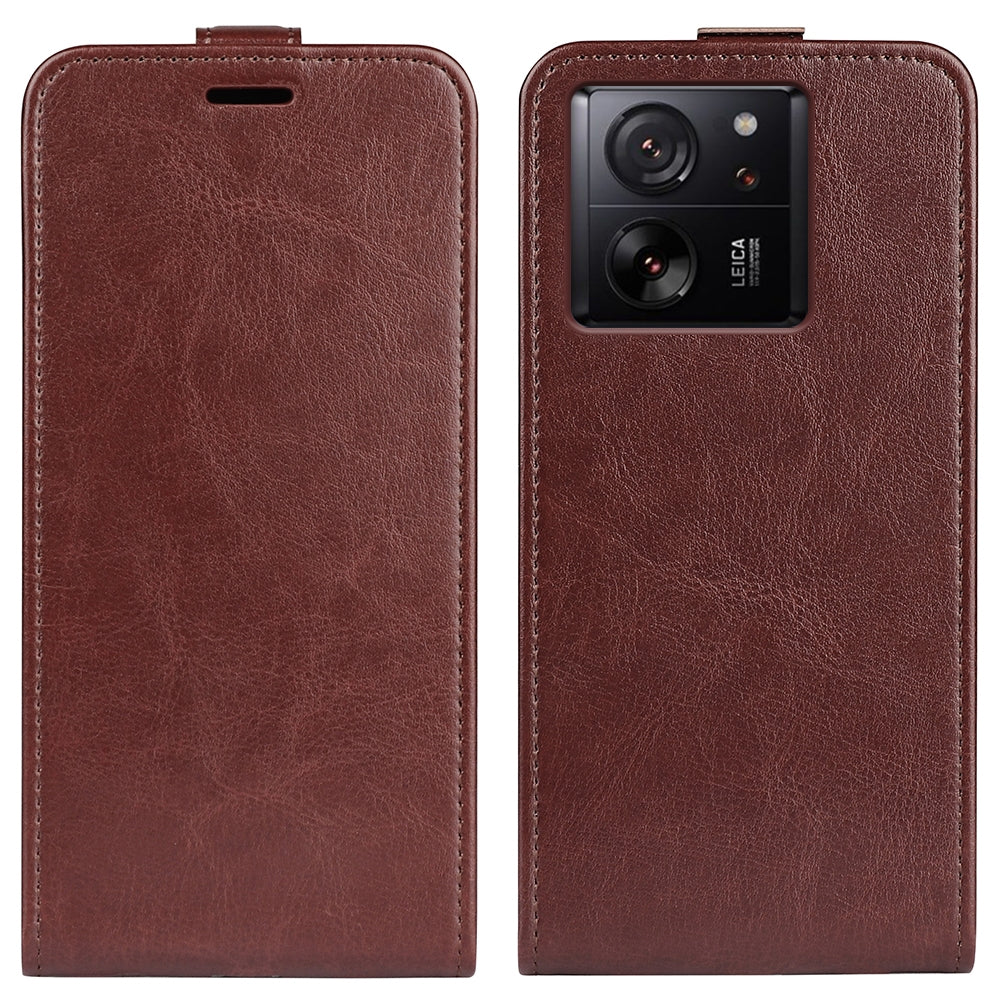 Xiaomi 13T Texture Vertical Flip Leather Wallet Case with Card Slot, PU TPU Shockproof Protective Cover, Anti-Drop Magnetic Folio Phone Case