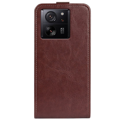 Xiaomi 13T Texture Vertical Flip Leather Wallet Case with Card Slot, PU TPU Shockproof Protective Cover, Anti-Drop Magnetic Folio Phone Case