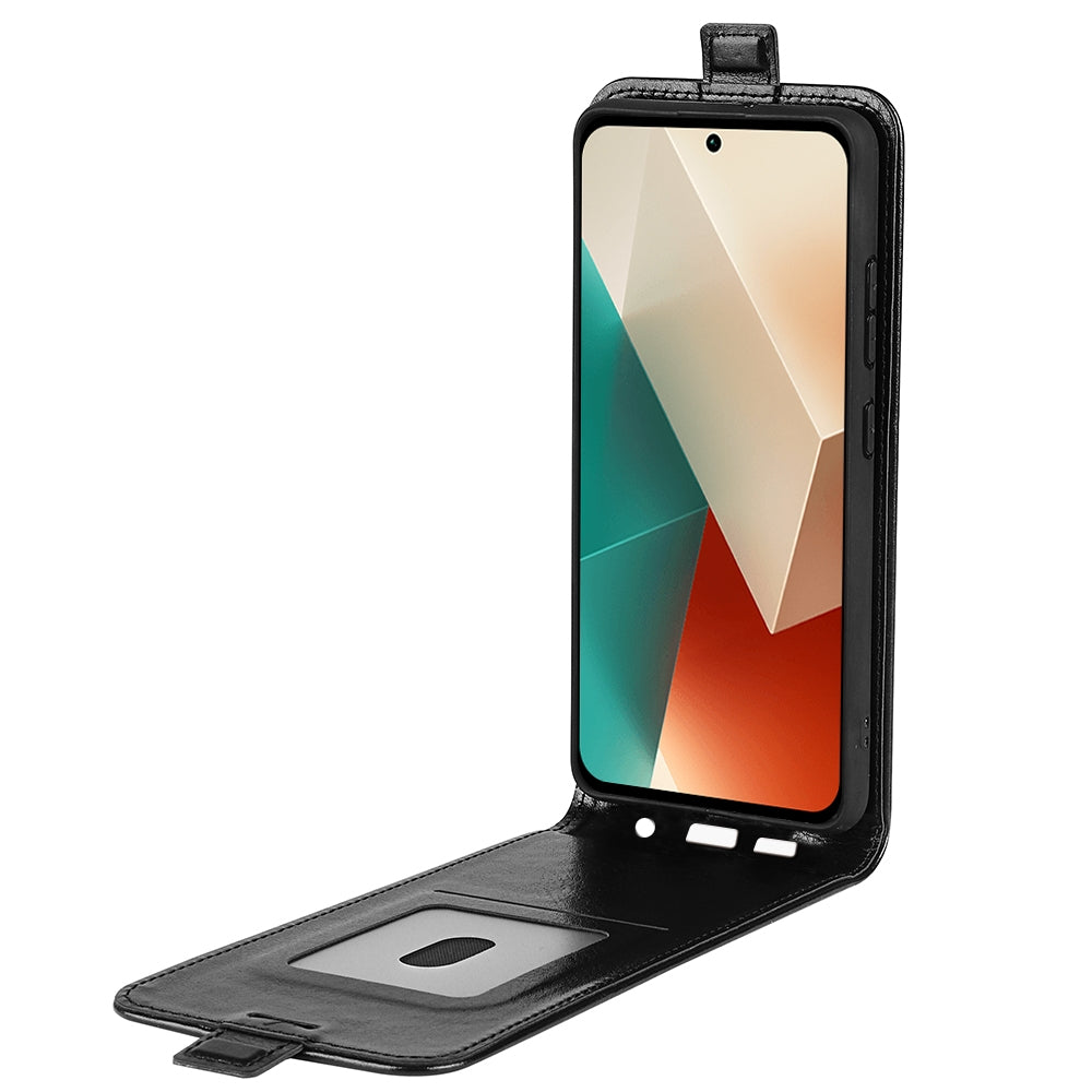 Xiaomi Redmi Note 13 Texture Vertical Flip Leather Wallet Case with Card Slot, PU TPU Shockproof Protective Cover, Anti-Drop Magnetic Folio Phone Case