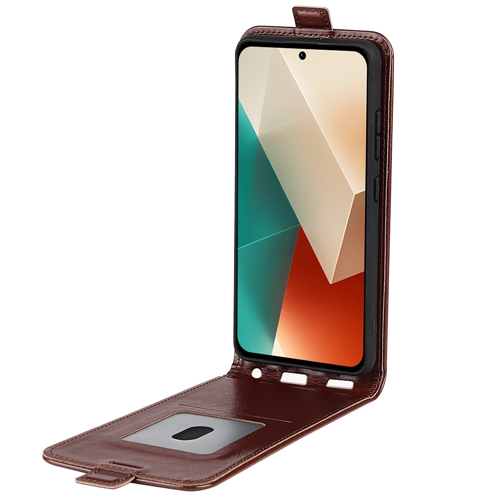Xiaomi Redmi Note 13 Texture Vertical Flip Leather Wallet Case with Card Slot, PU TPU Shockproof Protective Cover, Anti-Drop Magnetic Folio Phone Case