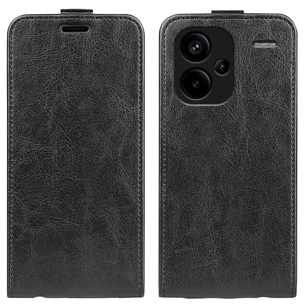 Xiaomi Redmi Note 13 Pro+ Texture Vertical Flip Leather Wallet Case with Card Slot, PU TPU Shockproof Protective Cover, Anti-Drop Magnetic Folio Phone Case