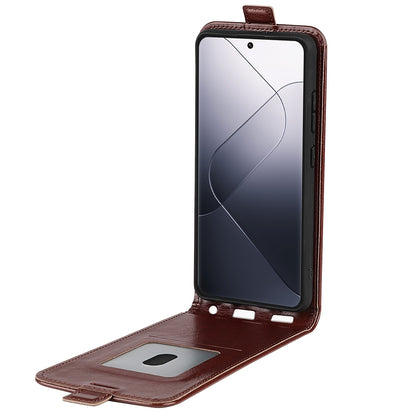 Xiaomi 14 Pro Texture Vertical Flip Leather Wallet Case with Card Slot, PU TPU Shockproof Protective Cover, Anti-Drop Magnetic Folio Phone Case