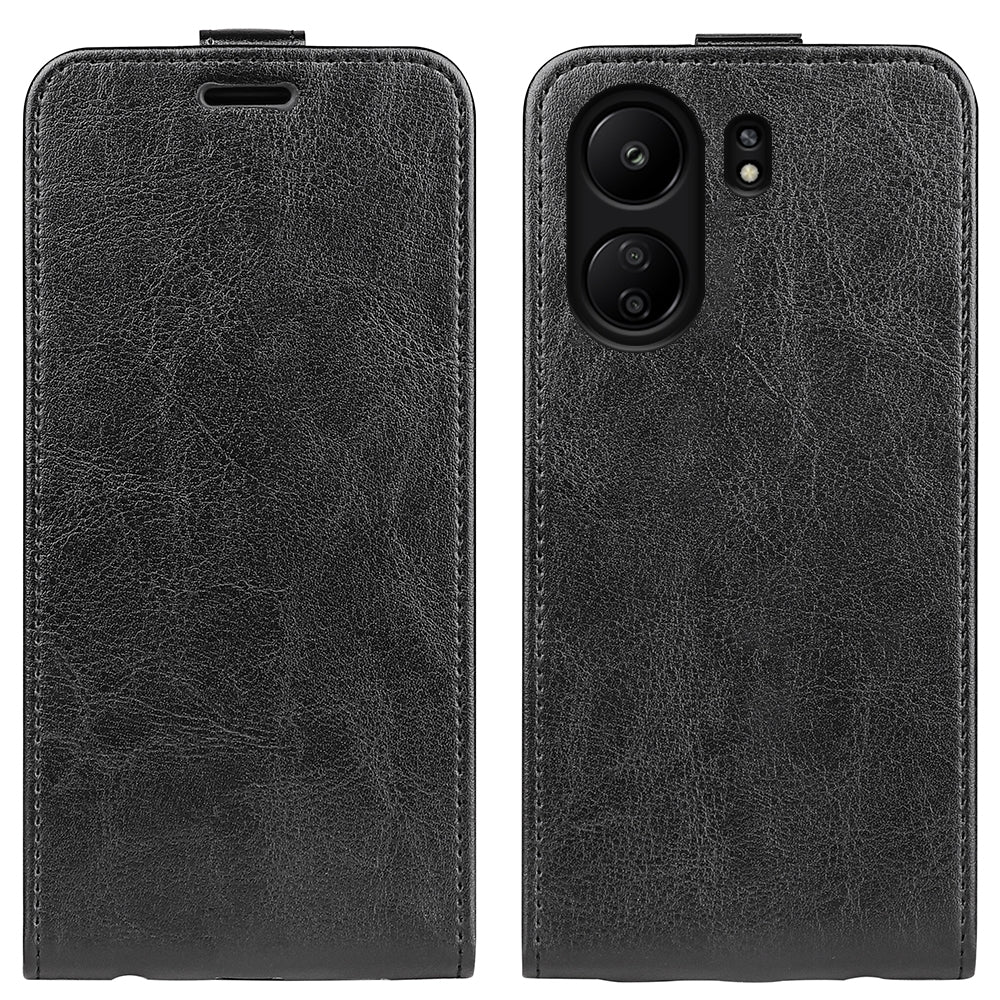 Xiaomi Redmi Note 13C Texture Vertical Flip Leather Wallet Case with Card Slot, PU TPU Shockproof Protective Cover, Anti-Drop Magnetic Folio Phone Case