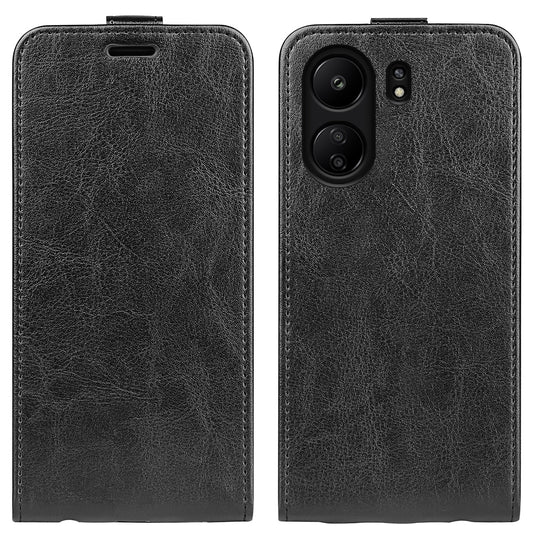 Xiaomi Redmi Note 13C Texture Vertical Flip Leather Wallet Case with Card Slot, PU TPU Shockproof Protective Cover, Anti-Drop Magnetic Folio Phone Case