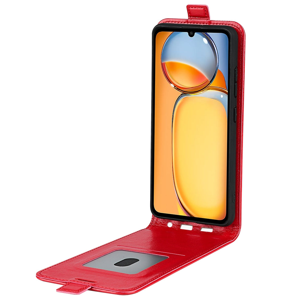 Xiaomi Redmi Note 13C Texture Vertical Flip Leather Wallet Case with Card Slot, PU TPU Shockproof Protective Cover, Anti-Drop Magnetic Folio Phone Case