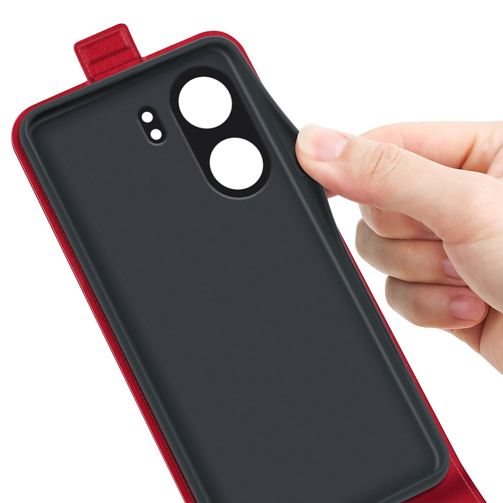 Xiaomi Redmi Note 13C Texture Vertical Flip Leather Wallet Case with Card Slot, PU TPU Shockproof Protective Cover, Anti-Drop Magnetic Folio Phone Case