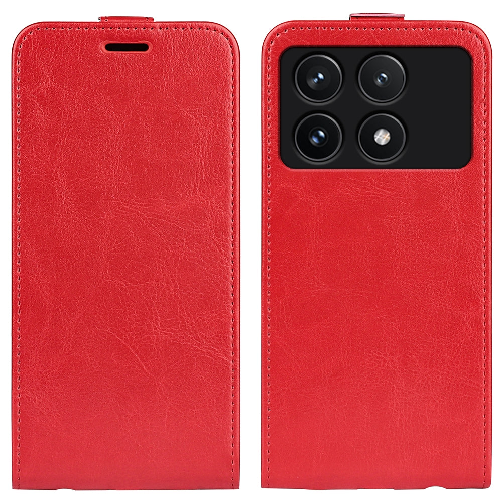 Xiaomi Redmi K70 Texture Vertical Flip Leather Wallet Case with Card Slot, PU TPU Shockproof Protective Cover, Anti-Drop Magnetic Folio Phone Case