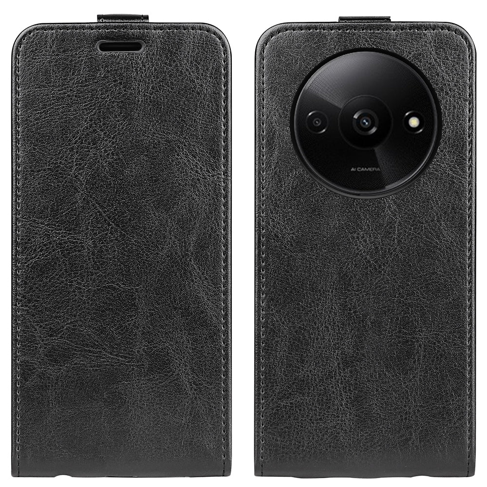 Xiaomi Redmi A3 Texture Vertical Flip Leather Wallet Case with Card Slot, PU TPU Shockproof Protective Cover, Anti-Drop Magnetic Folio Phone Case