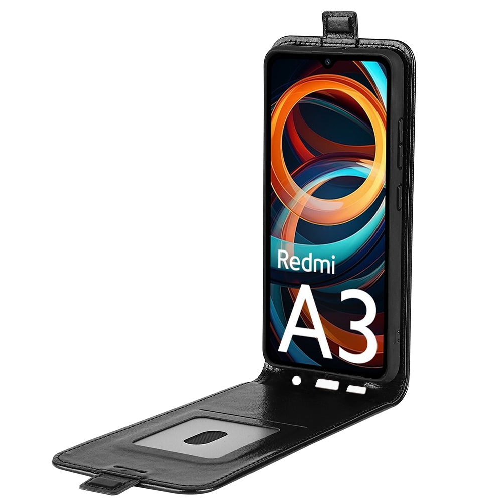Xiaomi Redmi A3 Texture Vertical Flip Leather Wallet Case with Card Slot, PU TPU Shockproof Protective Cover, Anti-Drop Magnetic Folio Phone Case