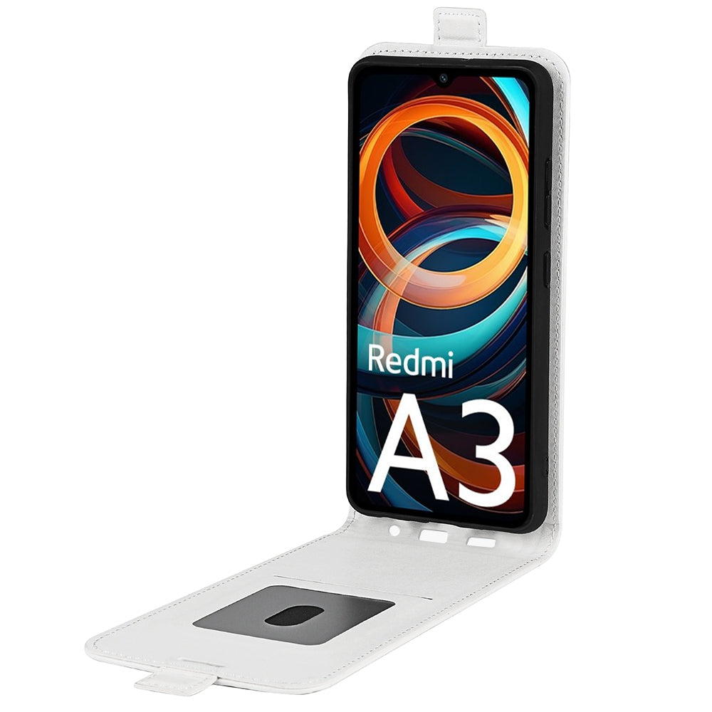 Xiaomi Redmi A3 Texture Vertical Flip Leather Wallet Case with Card Slot, PU TPU Shockproof Protective Cover, Anti-Drop Magnetic Folio Phone Case