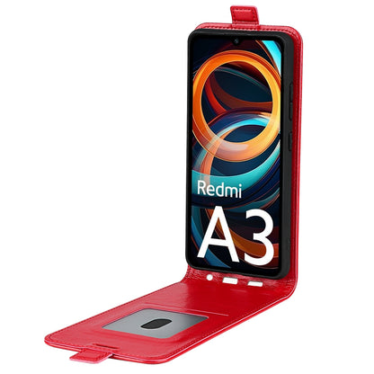 Xiaomi Redmi A3 Texture Vertical Flip Leather Wallet Case with Card Slot, PU TPU Shockproof Protective Cover, Anti-Drop Magnetic Folio Phone Case