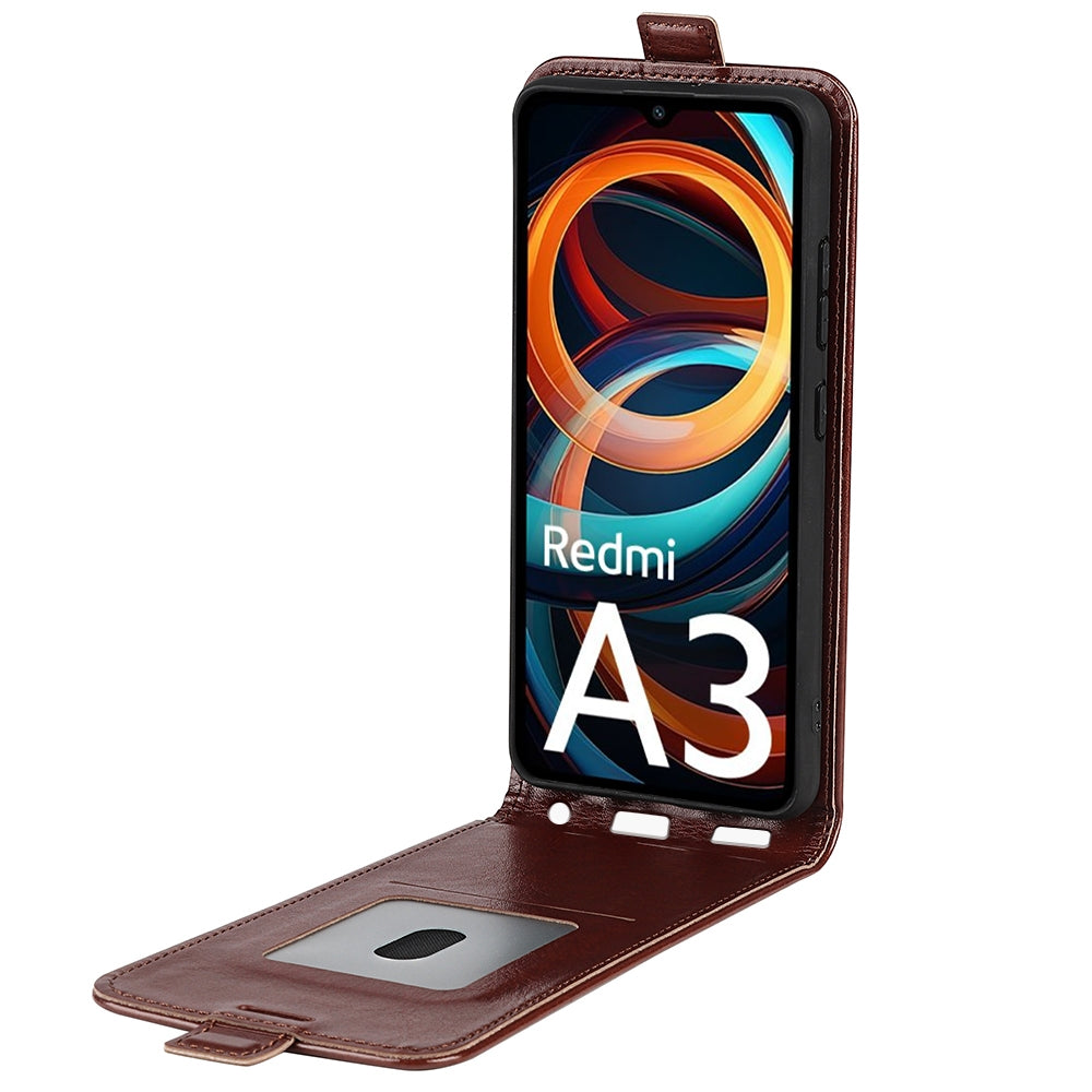 Xiaomi Redmi A3 Texture Vertical Flip Leather Wallet Case with Card Slot, PU TPU Shockproof Protective Cover, Anti-Drop Magnetic Folio Phone Case