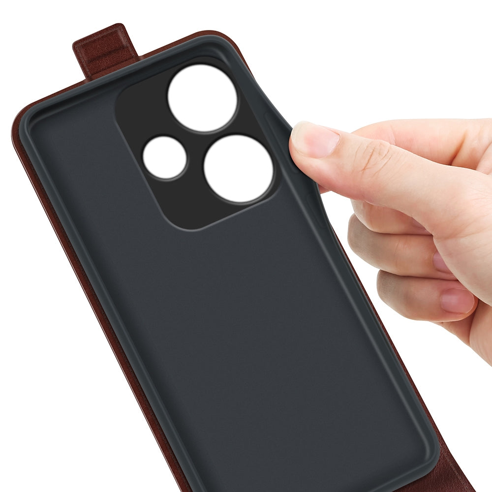 Xiaomi Redmi Turbo 3 Texture Vertical Flip Leather Wallet Case with Card Slot, PU TPU Shockproof Protective Cover, Anti-Drop Magnetic Folio Phone Case
