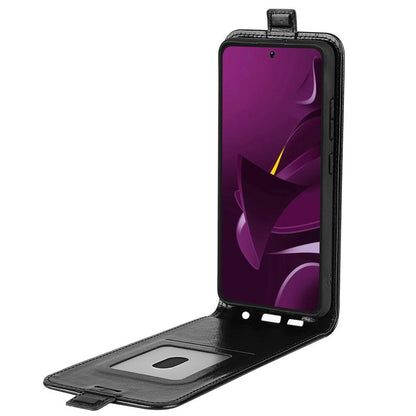Xiaomi Poco M7 Pro 5G Texture Vertical Flip Leather Wallet Case with Card Slot, PU TPU Shockproof Protective Cover, Anti-Drop Magnetic Folio Phone Case