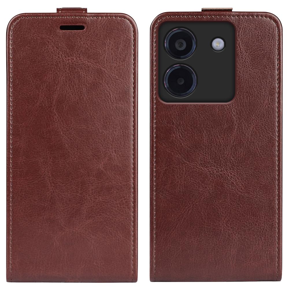 Xiaomi Poco M7 Pro 5G Texture Vertical Flip Leather Wallet Case with Card Slot, PU TPU Shockproof Protective Cover, Anti-Drop Magnetic Folio Phone Case