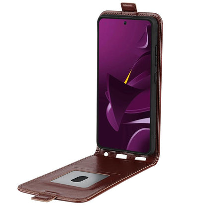 Xiaomi Poco M7 Pro 5G Texture Vertical Flip Leather Wallet Case with Card Slot, PU TPU Shockproof Protective Cover, Anti-Drop Magnetic Folio Phone Case
