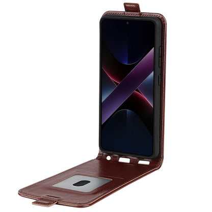 Xiaomi Poco X7 Pro Texture Vertical Flip Leather Wallet Case with Card Slot, PU TPU Shockproof Protective Cover, Anti-Drop Magnetic Folio Phone Case