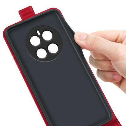 Honor Magic7 5G Texture Vertical Flip Leather Wallet Case with Card Slot, PU TPU Shockproof Protective Cover, Anti-Drop Magnetic Folio Phone Case