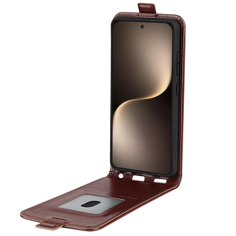 Honor Magic7 5G Texture Vertical Flip Leather Wallet Case with Card Slot, PU TPU Shockproof Protective Cover, Anti-Drop Magnetic Folio Phone Case