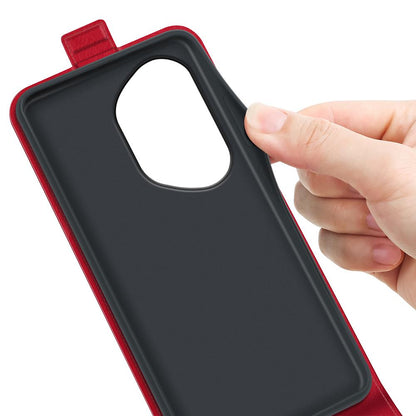 Honor 400 Pro 160.8mm Texture Vertical Flip Leather Wallet Case with Card Slot, PU TPU Shockproof Protective Cover, Anti-Drop Magnetic Folio Phone Case