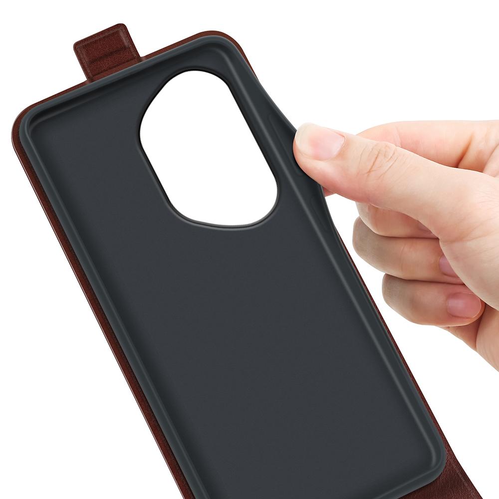 Honor 400 Pro 160.8mm Texture Vertical Flip Leather Wallet Case with Card Slot, PU TPU Shockproof Protective Cover, Anti-Drop Magnetic Folio Phone Case