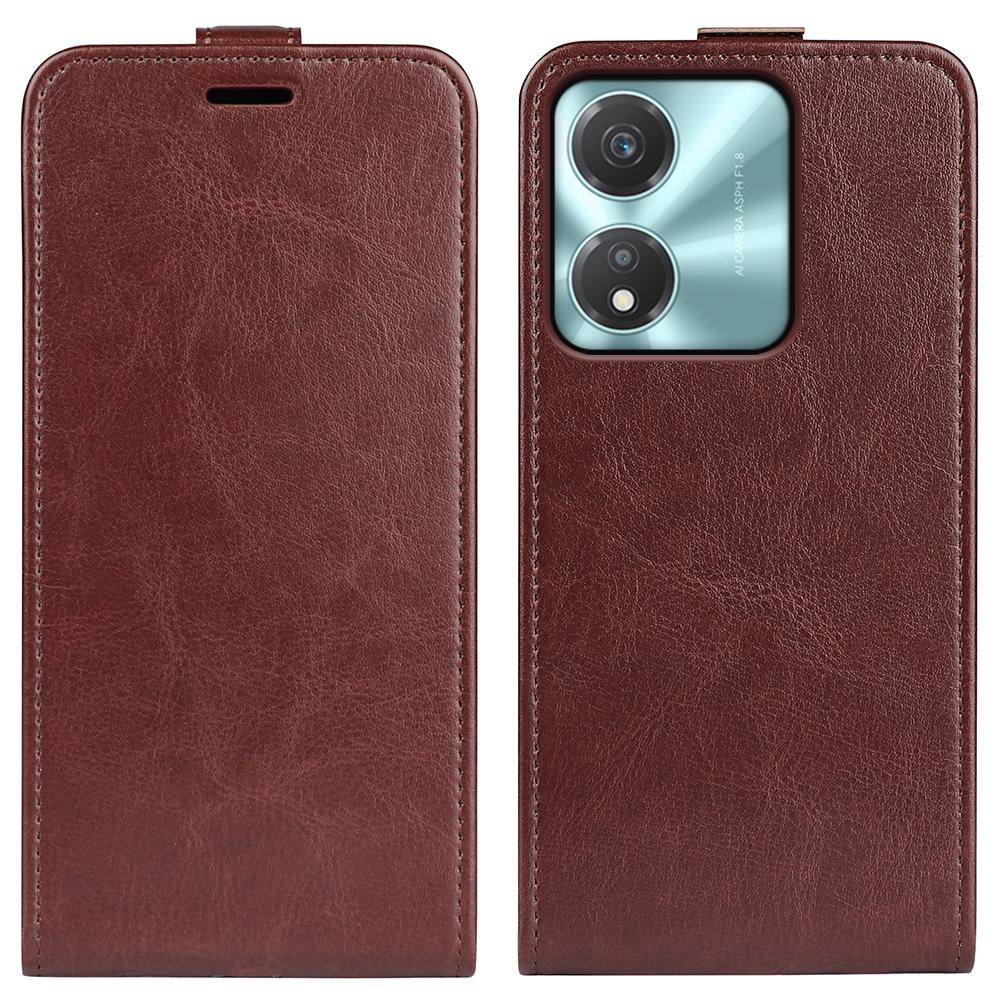 Honor X5c Plus Texture Vertical Flip Leather Wallet Case with Card Slot, PU TPU Shockproof Protective Cover, Anti-Drop Magnetic Folio Phone Case