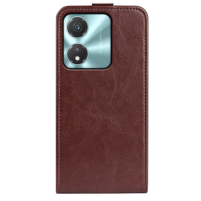 Honor X5c Plus Texture Vertical Flip Leather Wallet Case with Card Slot, PU TPU Shockproof Protective Cover, Anti-Drop Magnetic Folio Phone Case