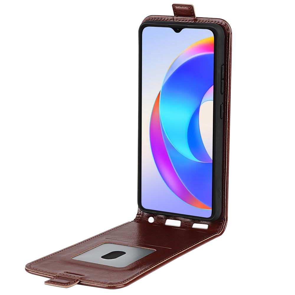 Honor X5c Plus Texture Vertical Flip Leather Wallet Case with Card Slot, PU TPU Shockproof Protective Cover, Anti-Drop Magnetic Folio Phone Case
