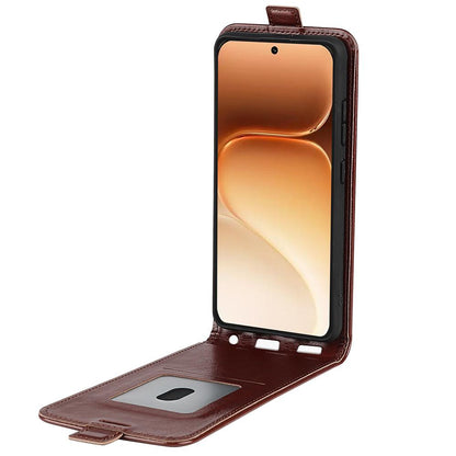 Honor 600 Texture Vertical Flip Leather Wallet Case with Card Slot, PU TPU Shockproof Protective Cover, Anti-Drop Magnetic Folio Phone Case